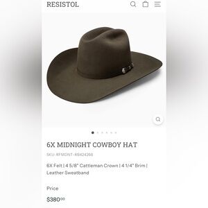 Resistol 6X Midnight Cowboy Hat - Men's Felt Western Hat - Case Included - 7 3/8